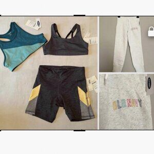 Old Navy, KIDS Size 8 Sweats, Shorts, Sport Bra, & Size 7 Sort Bra SET